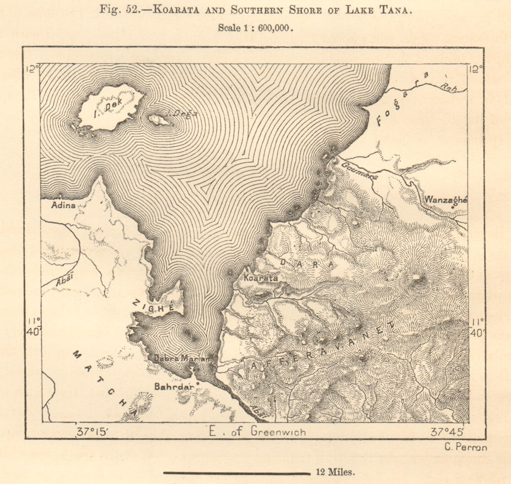 Associate Product Koarata and Southern Shore of Lake Tana. Bahir Dar. Ethiopia. Sketch map 1885