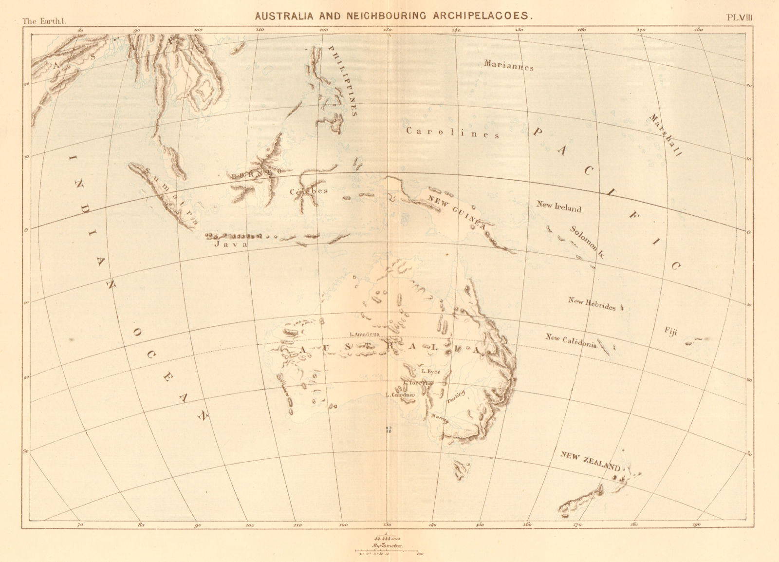 Associate Product Australia and Neighbouring Archipelagoes. Australasia Melanesia 1886 old map