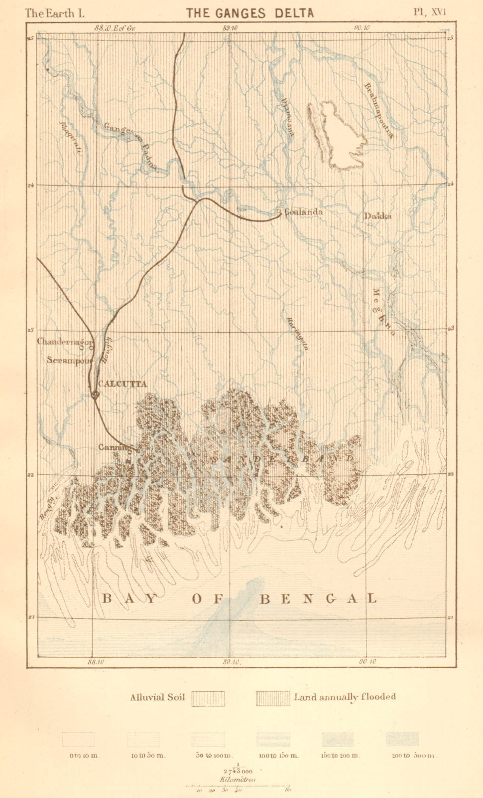 Associate Product The Ganges Delta. Bangladesh. Calcutta Kolkata 1886 old antique map plan chart