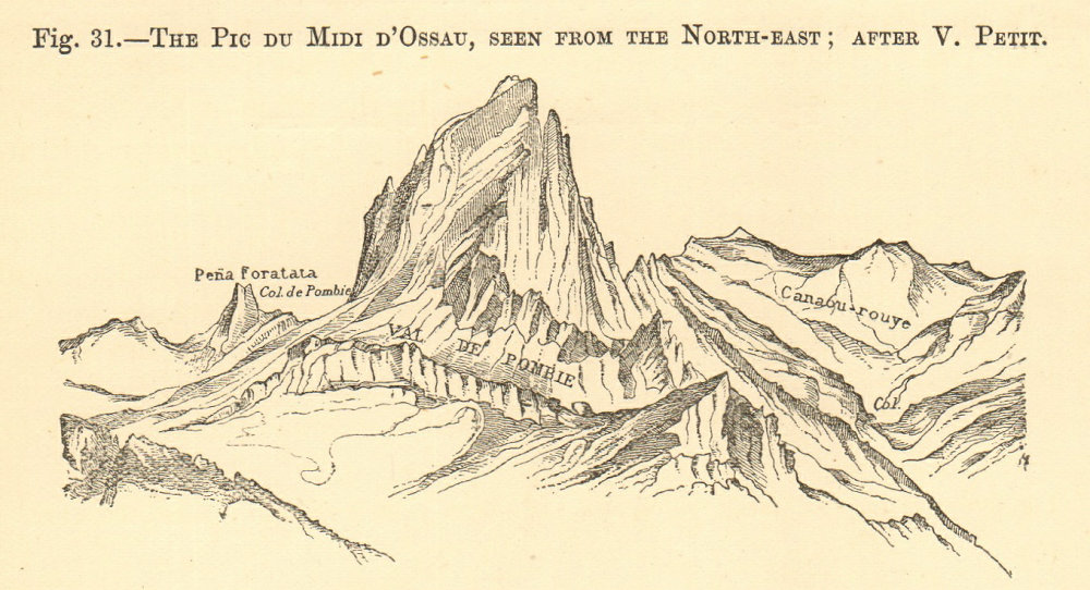 Associate Product Pic du Midi D'Ossau. Pyrénées-Atlantiques. Foratata Val de Pombie. SMALL 1886