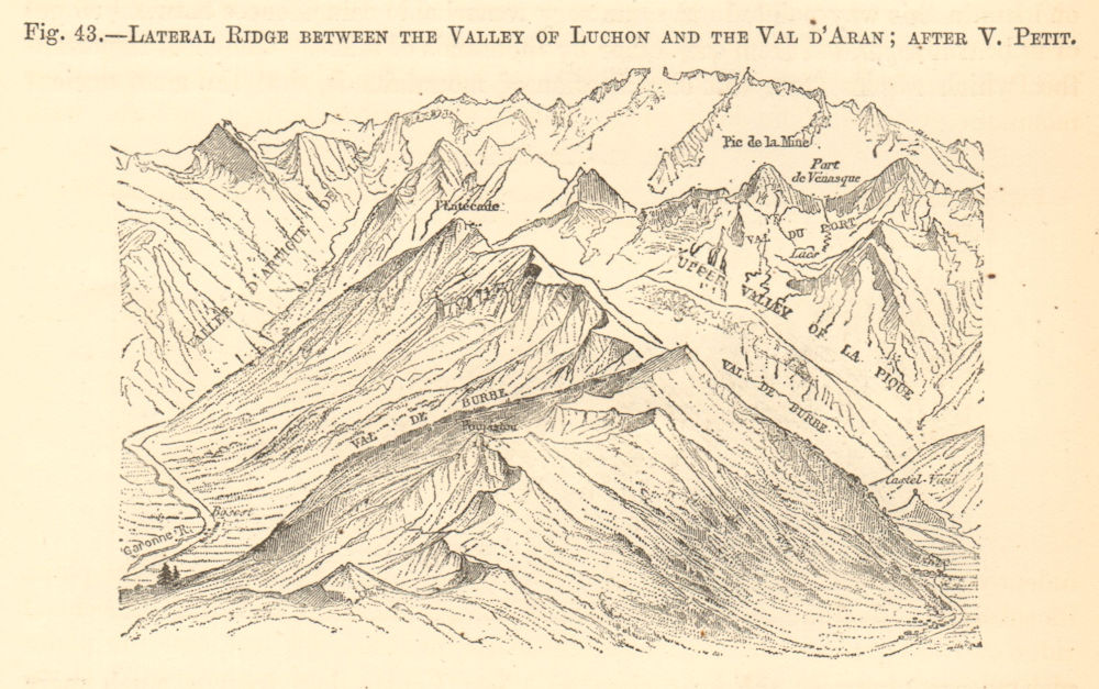 Associate Product Ridge between Valley of Luchon & Val D'Aran. Haute-Garonne. Pique Venasque 1886