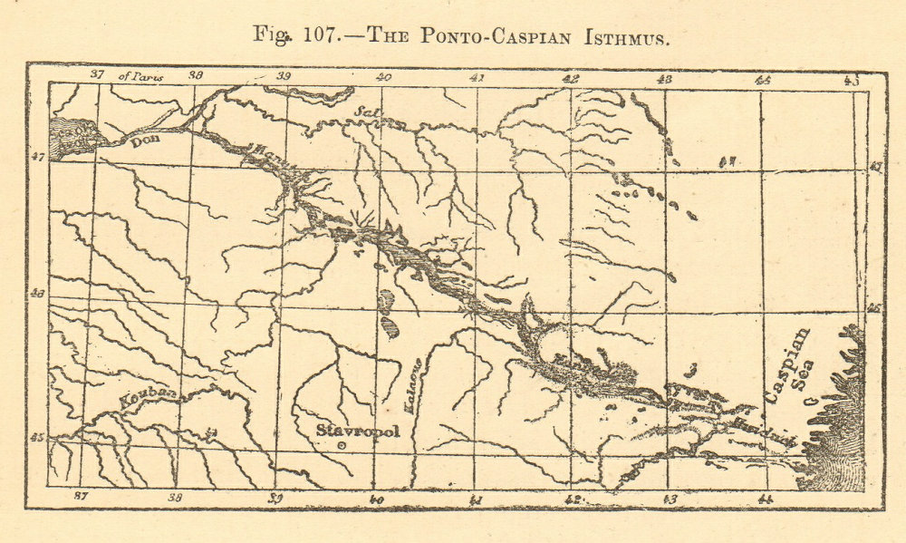 Associate Product The Ponto-Caspian Isthmus. Russia. Stavropol Sea of Azov. SMALL sketch map 1886
