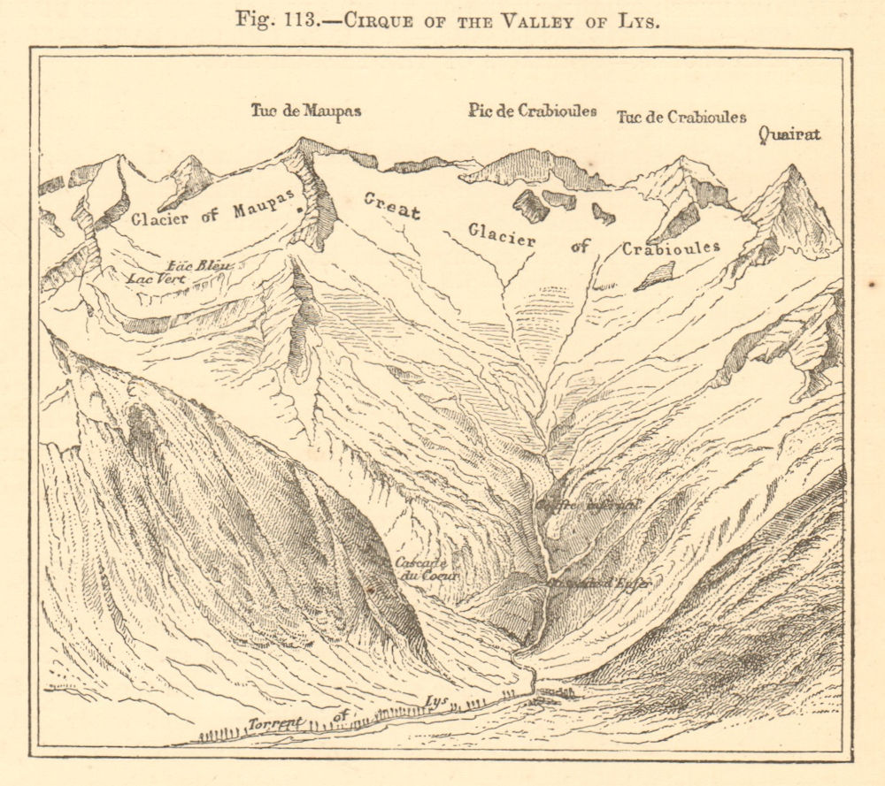 Associate Product Cirque du Lys. Hautes-Pyrénées. Cauterets Maupas Crabioules. Sketch map 1886