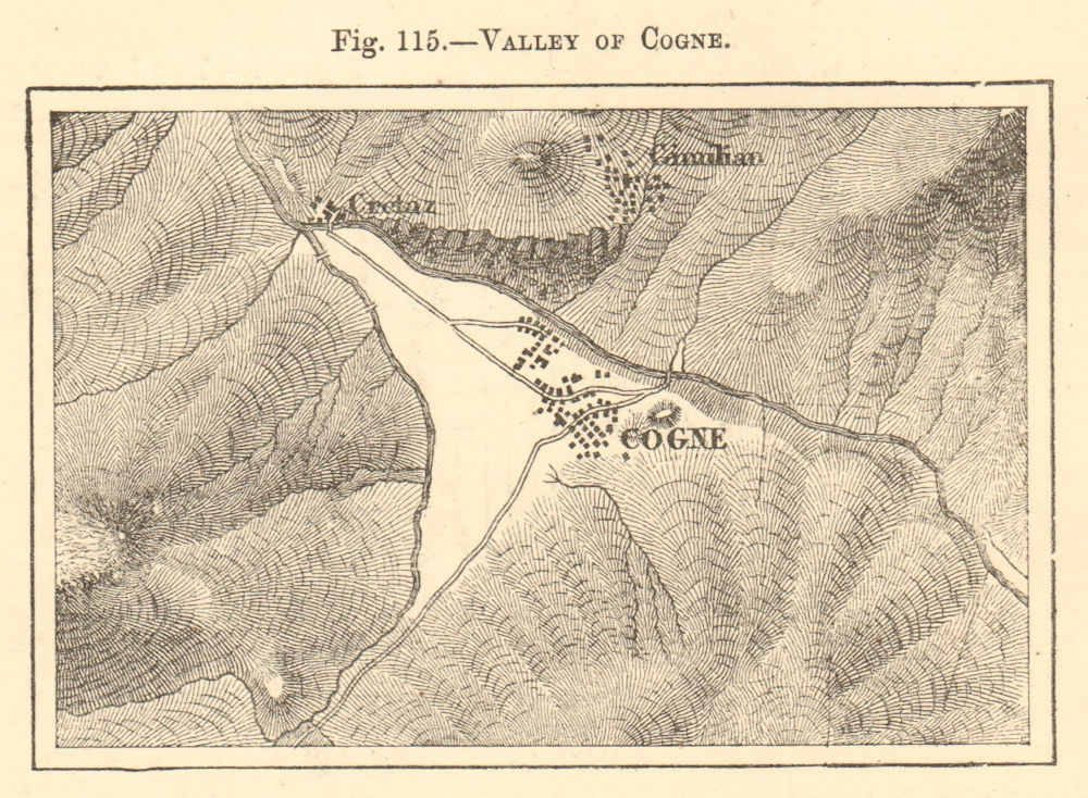 Valley of Cogne. Aosta. Italy. SMALL sketch map 1886 old antique chart