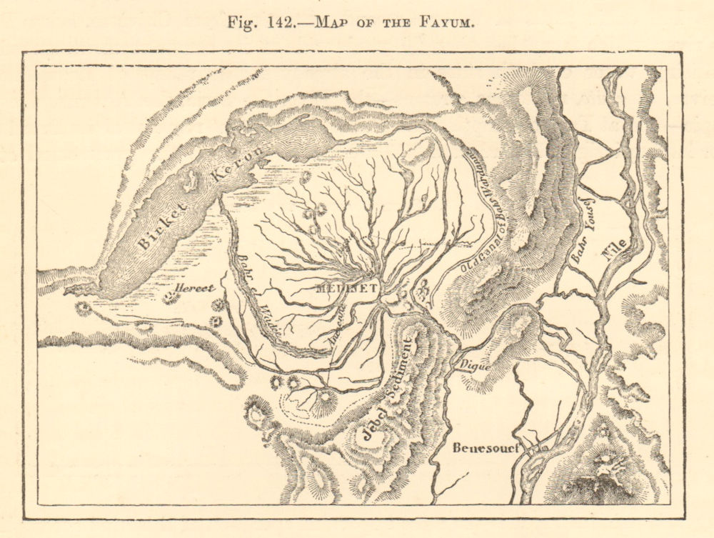 Associate Product Map of the Fayum. Egypt. Faiyum Oasis. Sketch map 1886 old antique chart