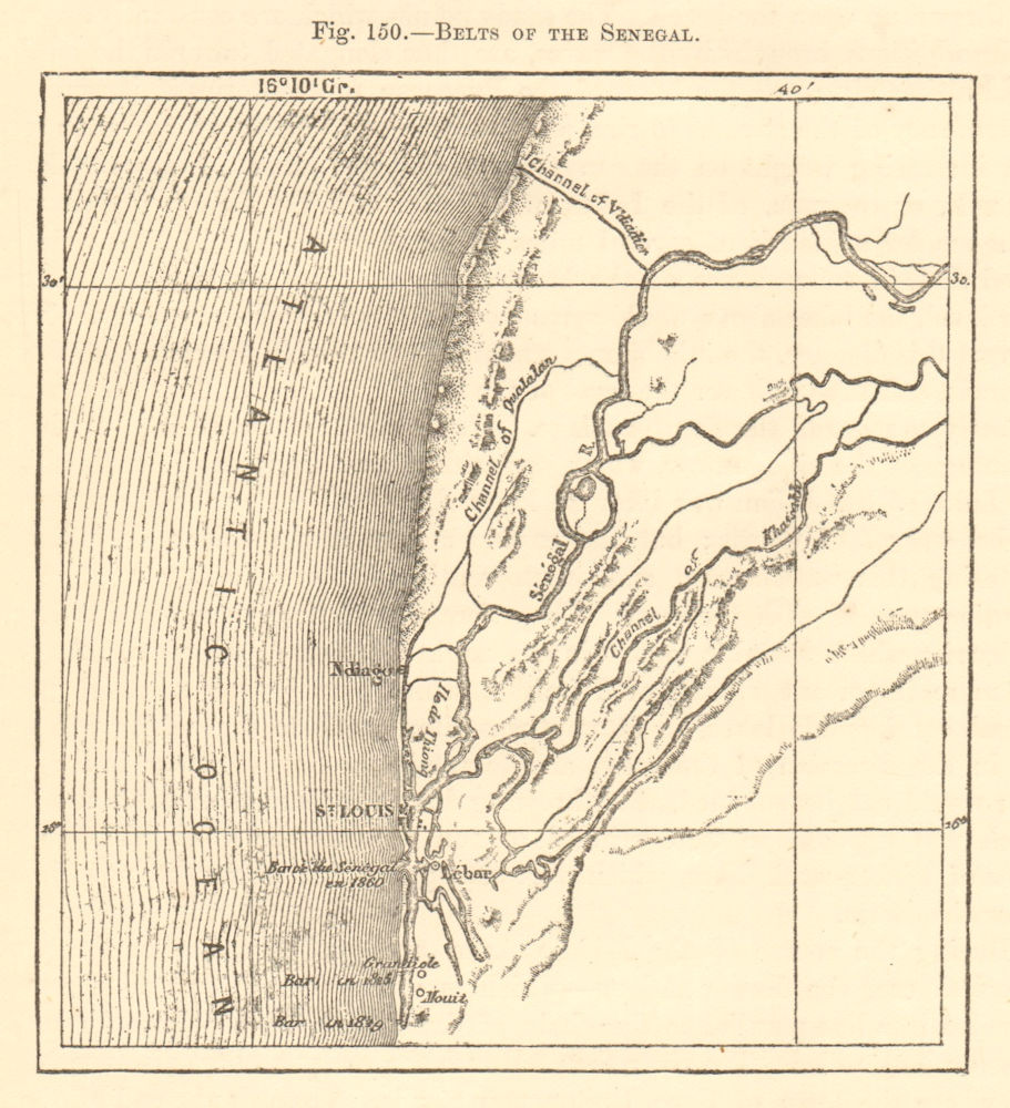 Belts of the Senegal. St Louis. Sketch map 1886 old antique plan chart