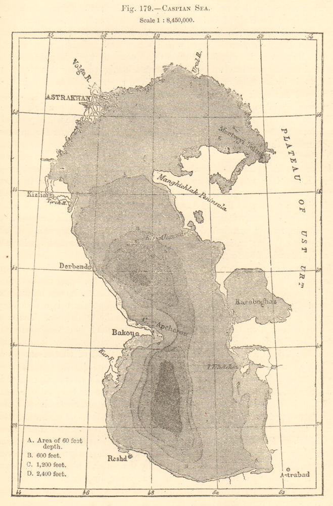 Associate Product Caspian Sea. Baku Astrakhan. Sketch map 1886 old antique plan chart