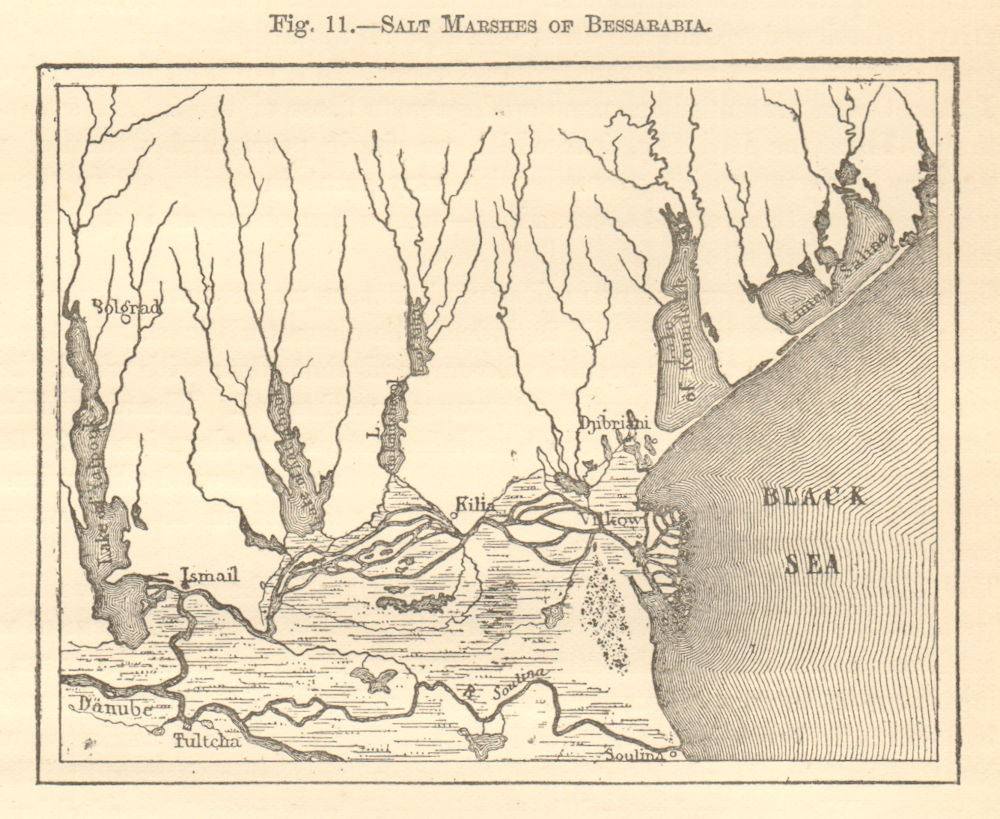 Danube delta salt marshes. Romania Ukraine Izmail Kiliya Vylkove Sketch map 1886