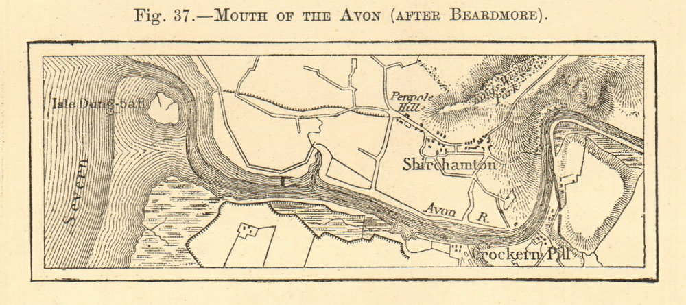 Associate Product Mouth of the Avon (after Beardmore). Bristol Shirehampton. SMALL sketch map 1886