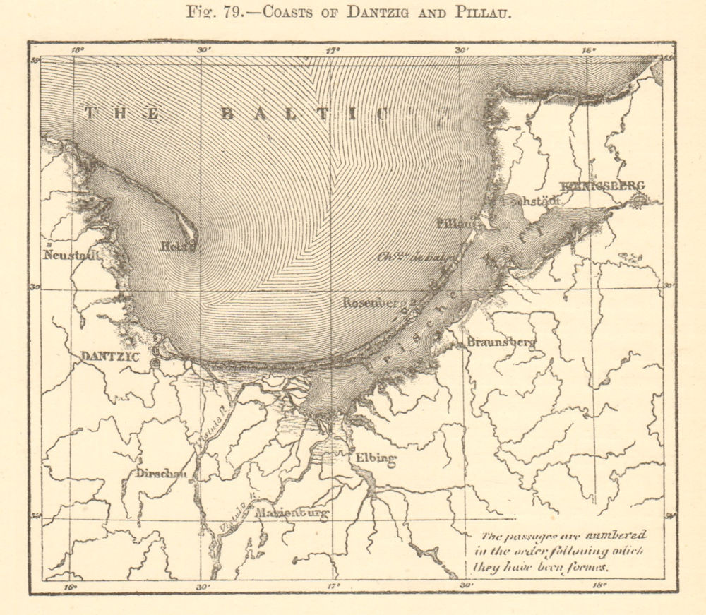 Dantzig & Pillau coasts. Poland. Gdansk Konigsberg Gdynia Sopot. Sketch map 1886