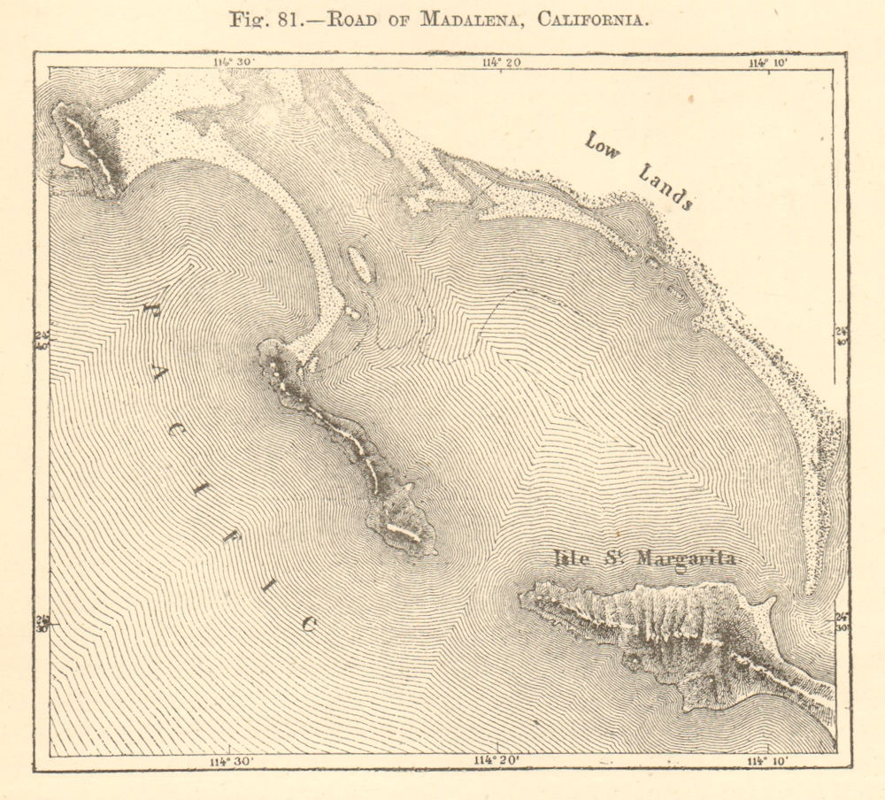 Magdalena Bay, Baja California, Mexico. Sketch map 1886 old antique chart