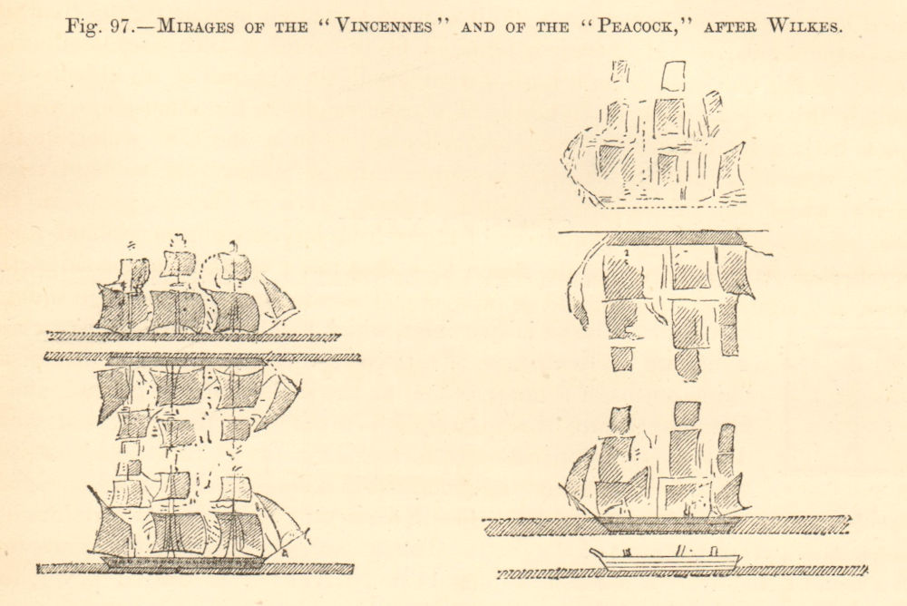 Mirages of the "Vincennes" and of the "Peacock" after Wilkes. Ships 1886 print
