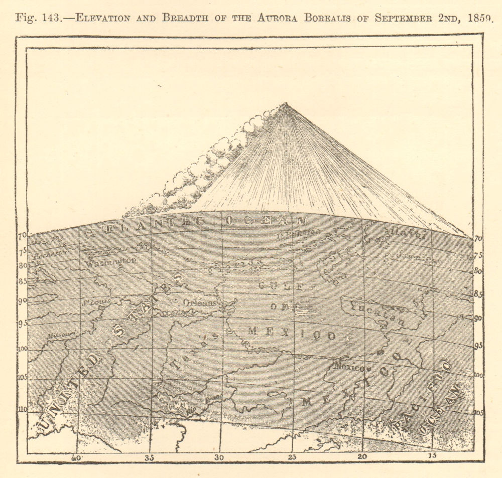 Associate Product Aurora Borealis elevation & breadth. September 2nd 1859. USA. Sketch map 1886