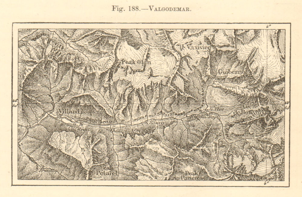 Associate Product Valgodemar. Hautes-Alpes. Valgaudemar Villard. SMALL sketch map 1886 old