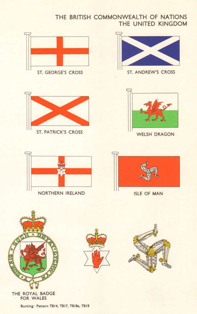 UK FLAGS St George Andrew Patrick Cross Welsh Dragon Badge Northern Island 1964