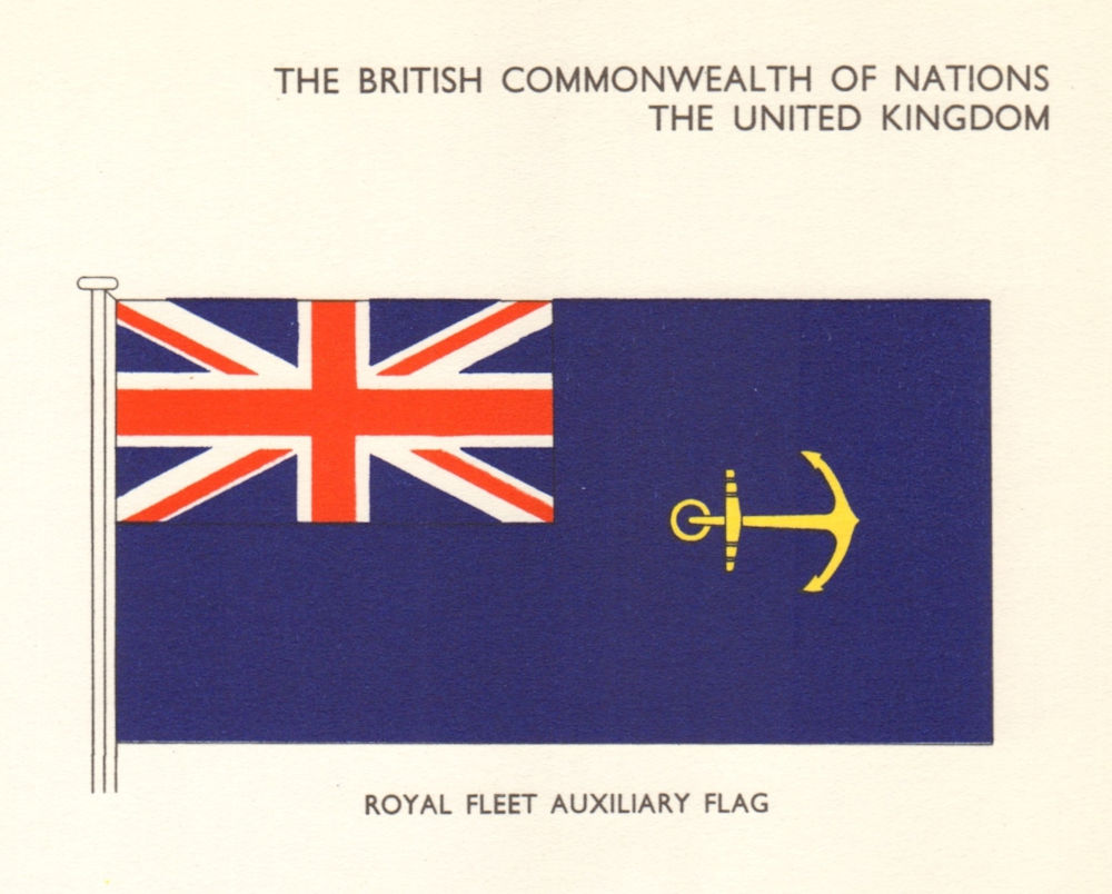 Associate Product UNITED KINGDOM FLAGS. UK. Royal Fleet Auxiliary Flag 1964 old vintage print
