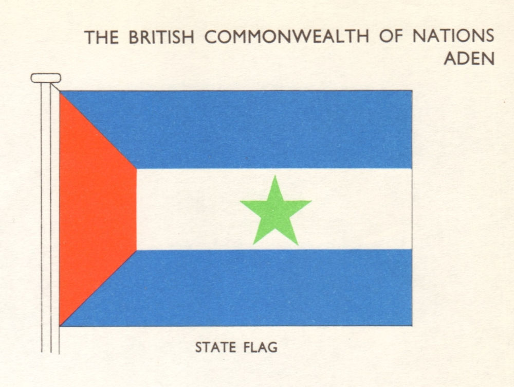 YEMEN FLAGS. Aden. State Flag 1965 old vintage print picture