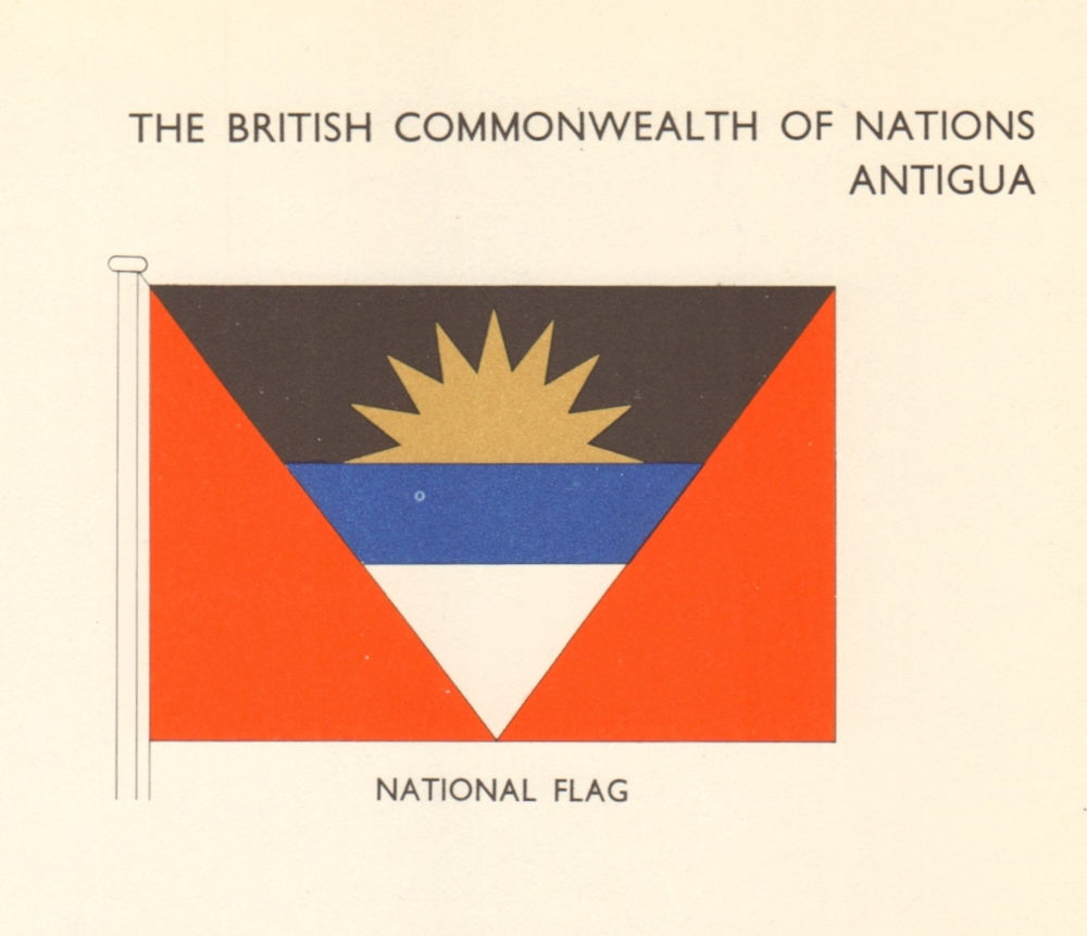WEST INDIES FLAGS. Antigua. National Flag 1968 old vintage print picture