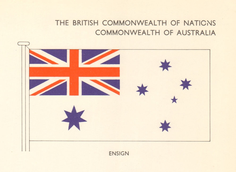 Associate Product AUSTRALIA FLAGS. Commonwealth of Australia. Ensign 1968 old vintage print