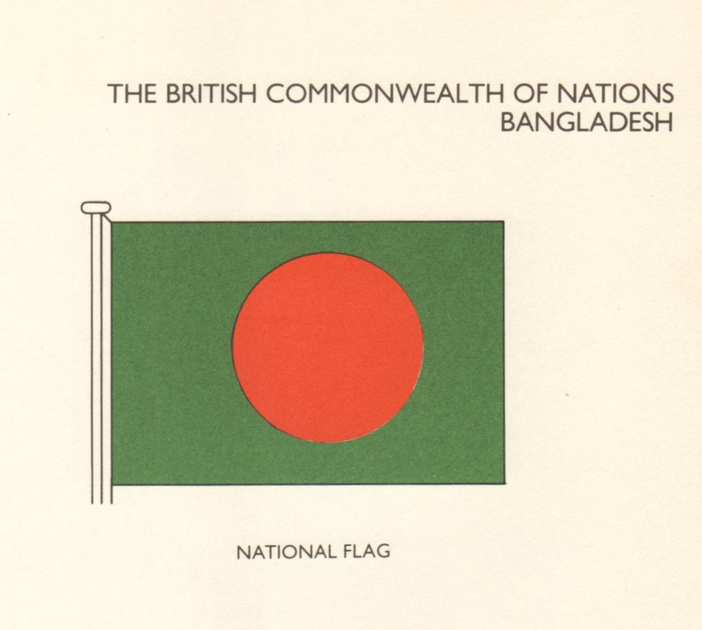BANGLADESH FLAGS. National Flag 1979 old vintage print picture
