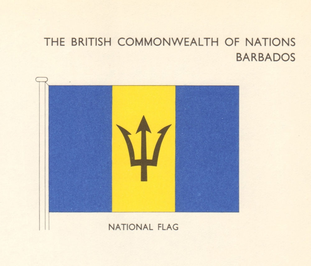 Associate Product BARBADOS FLAGS. National Flag 1968 old vintage print picture