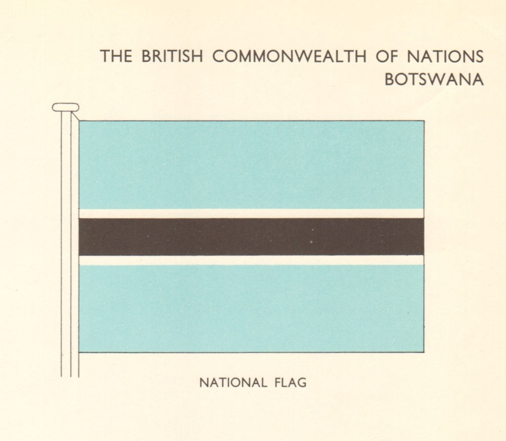 BOTSWANA FLAGS. National Flag 1968 old vintage print picture