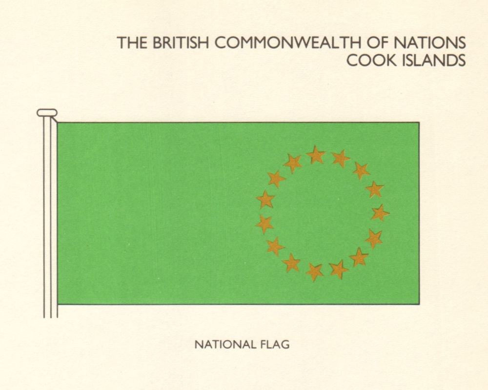 COOK ISLANDS FLAGS. National Flag 1979 old vintage print picture