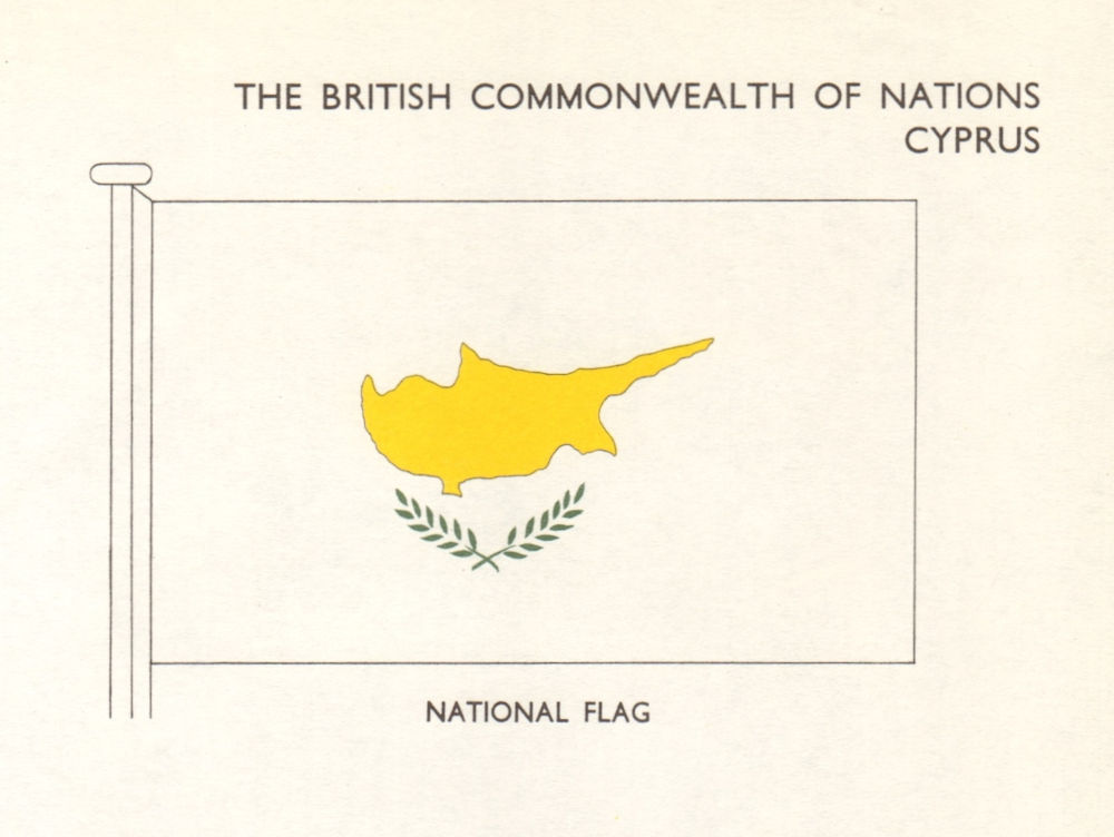 CYPRUS FLAGS. National Flag 1965 old vintage print picture