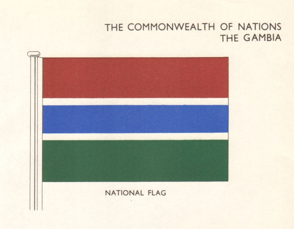 GAMBIA FLAGS. The Gambia. National Flag 1965 old vintage print picture