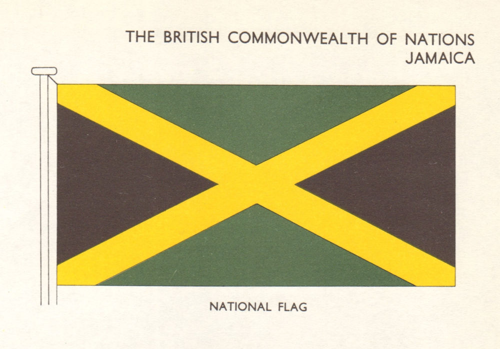 JAMAICA FLAGS. National Flag 1965 old vintage print picture
