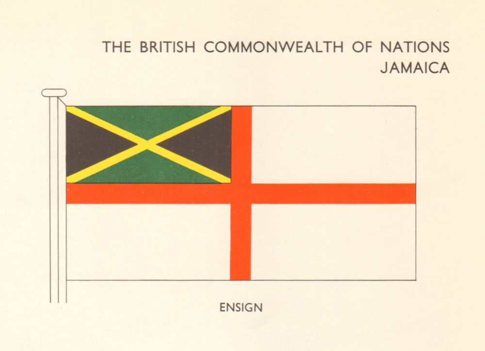 Associate Product JAMAICA FLAGS. Ensign 1968 old vintage print picture