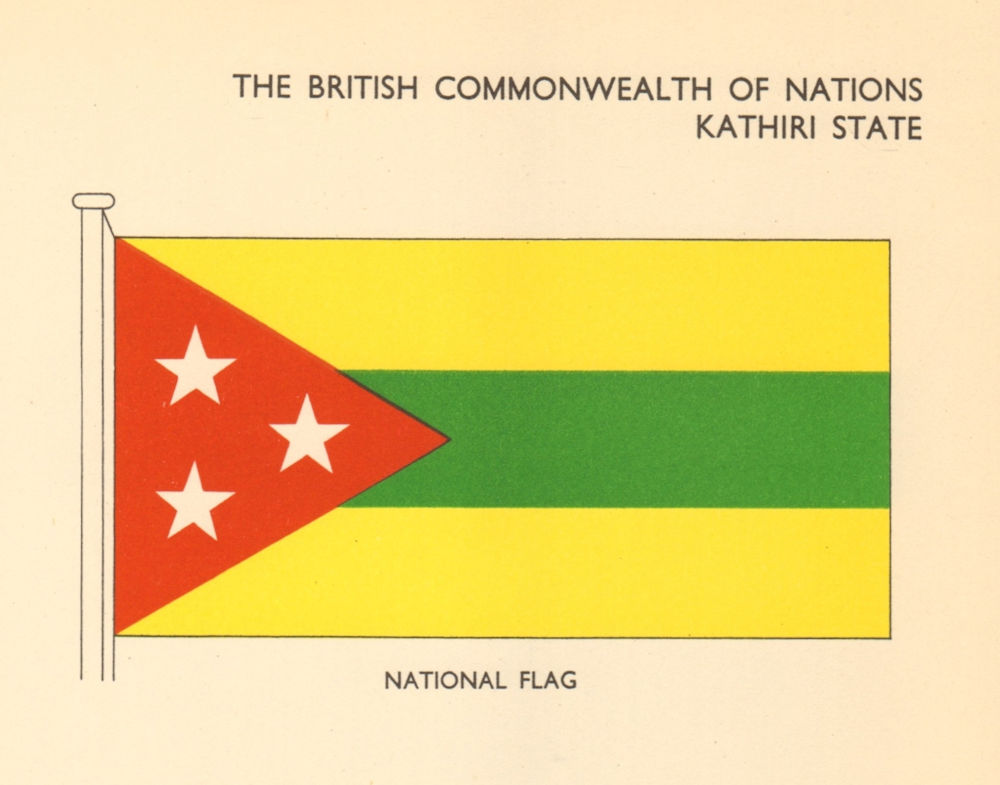 OMAN FLAGS. Kathiri State. National Flag 1955 old vintage print picture