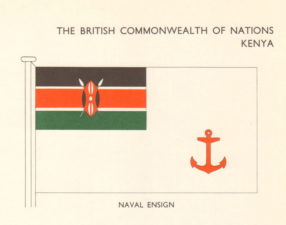Associate Product KENYA FLAGS. Naval Ensign 1968 old vintage print picture
