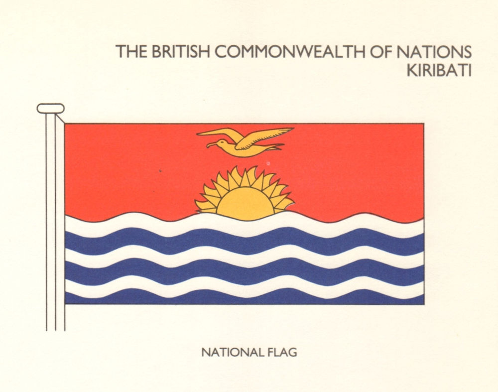 KIRIBATI FLAGS. National Flag 1985 old vintage print picture