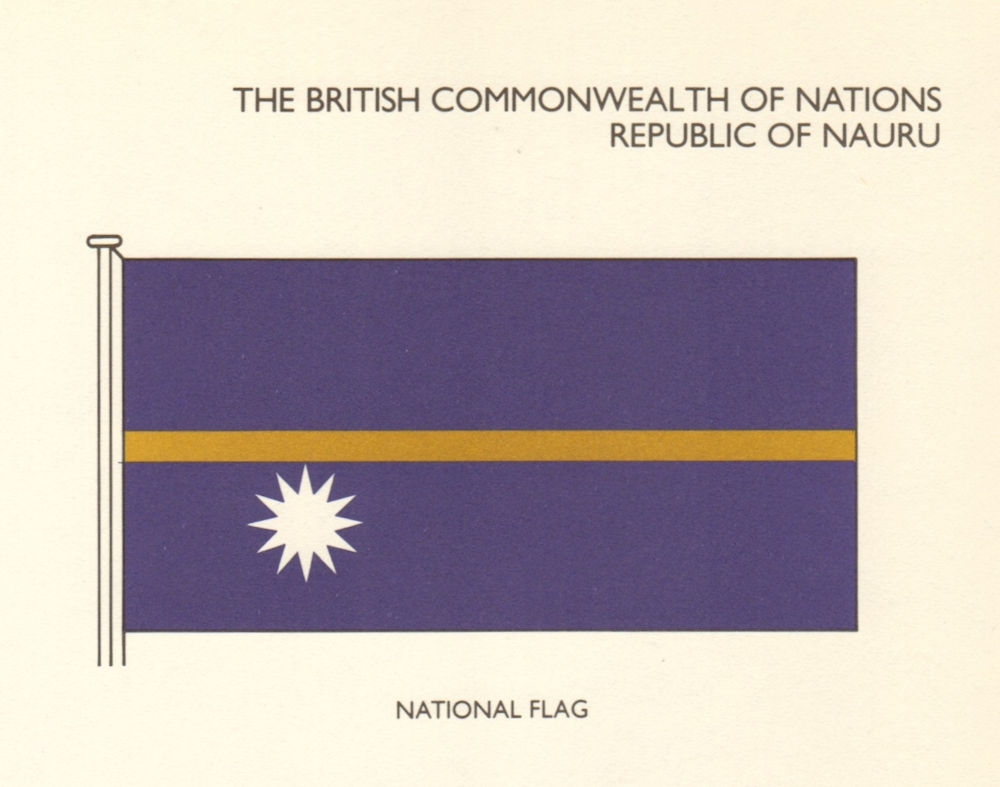 NAURU FLAGS. Republic of Nauru. National Flag 1979 old vintage print picture