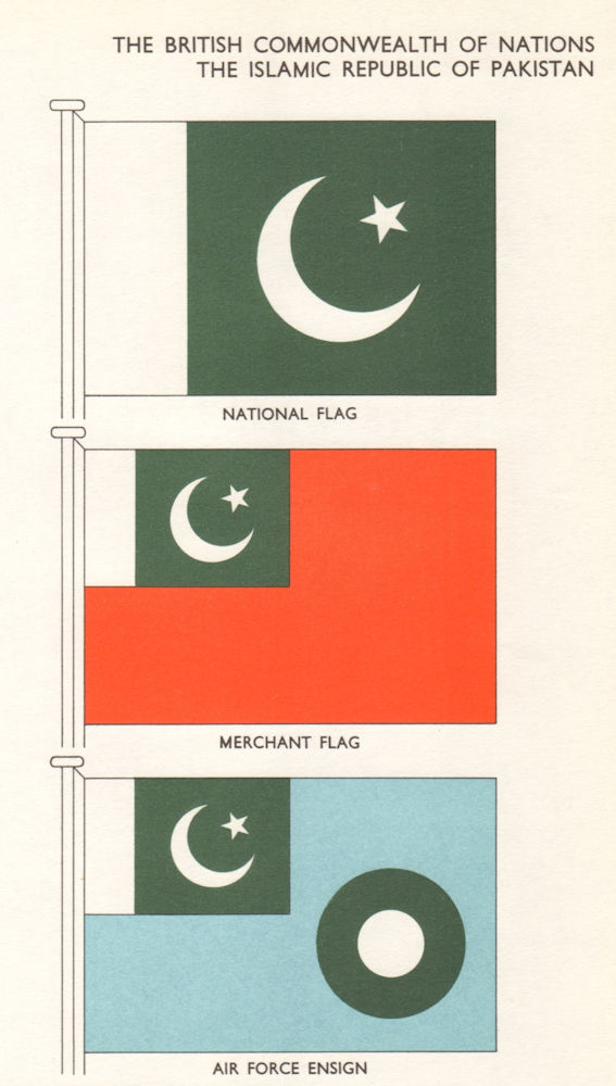 ISLAMIC REPUBLIC OF PAKISTAN FLAGS. National Merchant Flag Air Force Ensign 1964