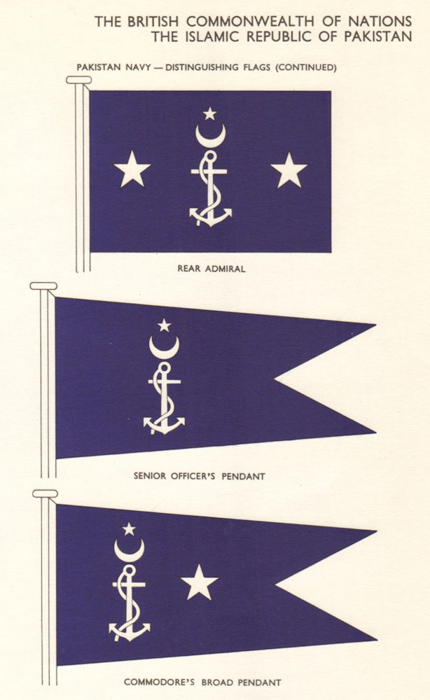 ISLAMIC REPUBLIC OF PAKISTAN FLAGS. Navy Distinguishing Flag Pendant 1955
