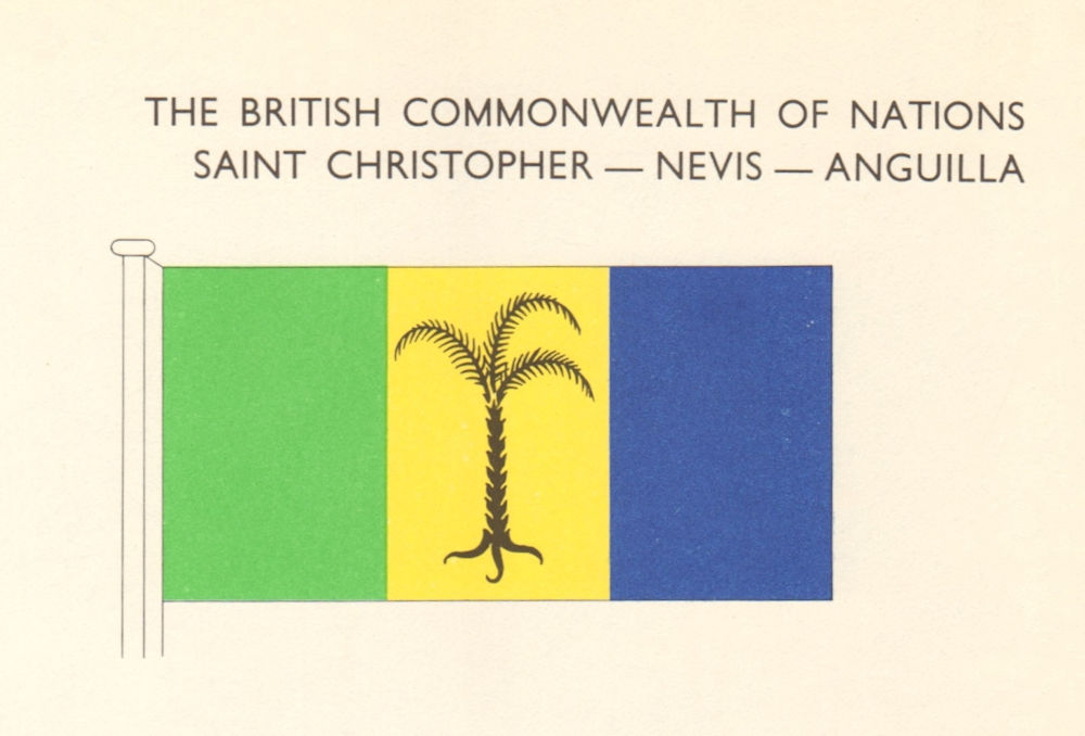 Associate Product WEST INDIES FLAGS. Saint Christopher-Nevis-Anguilla 1968 old vintage print