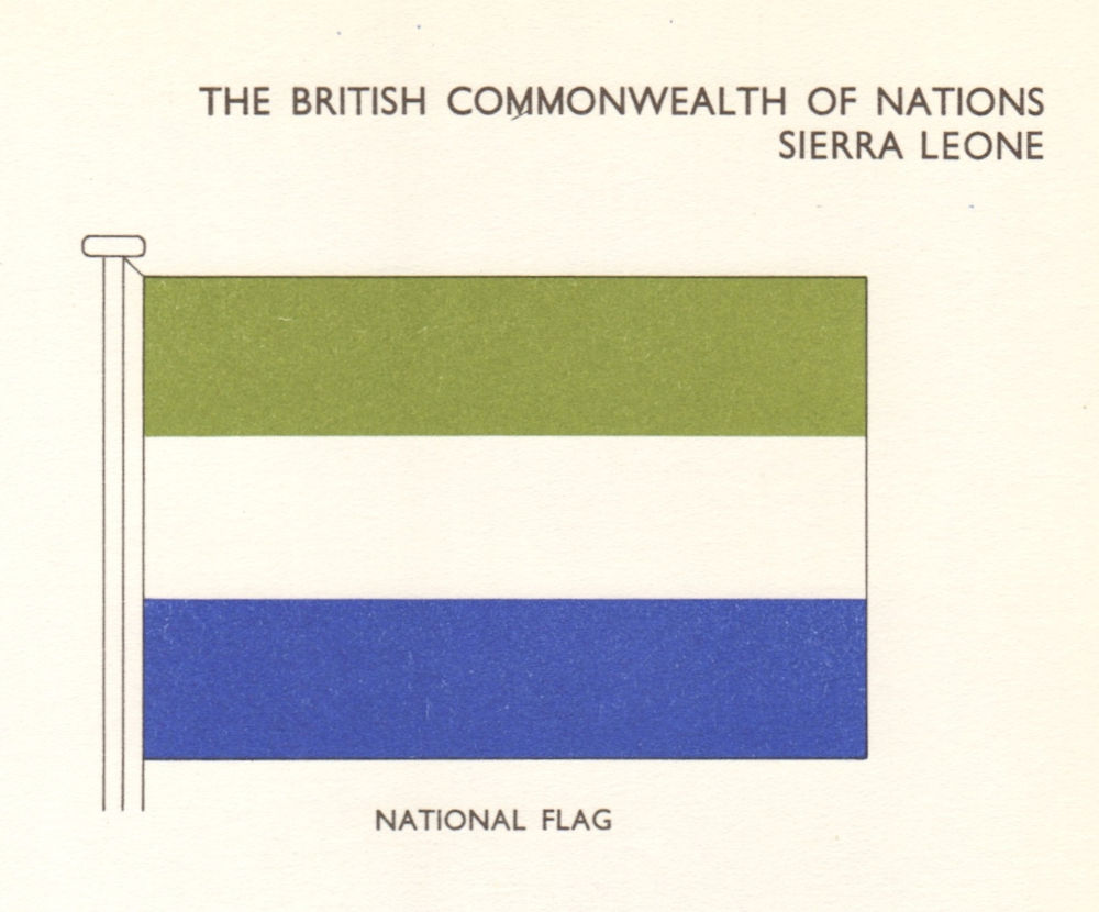 SIERRA LEONE FLAGS. National Flag 1964 old vintage print picture