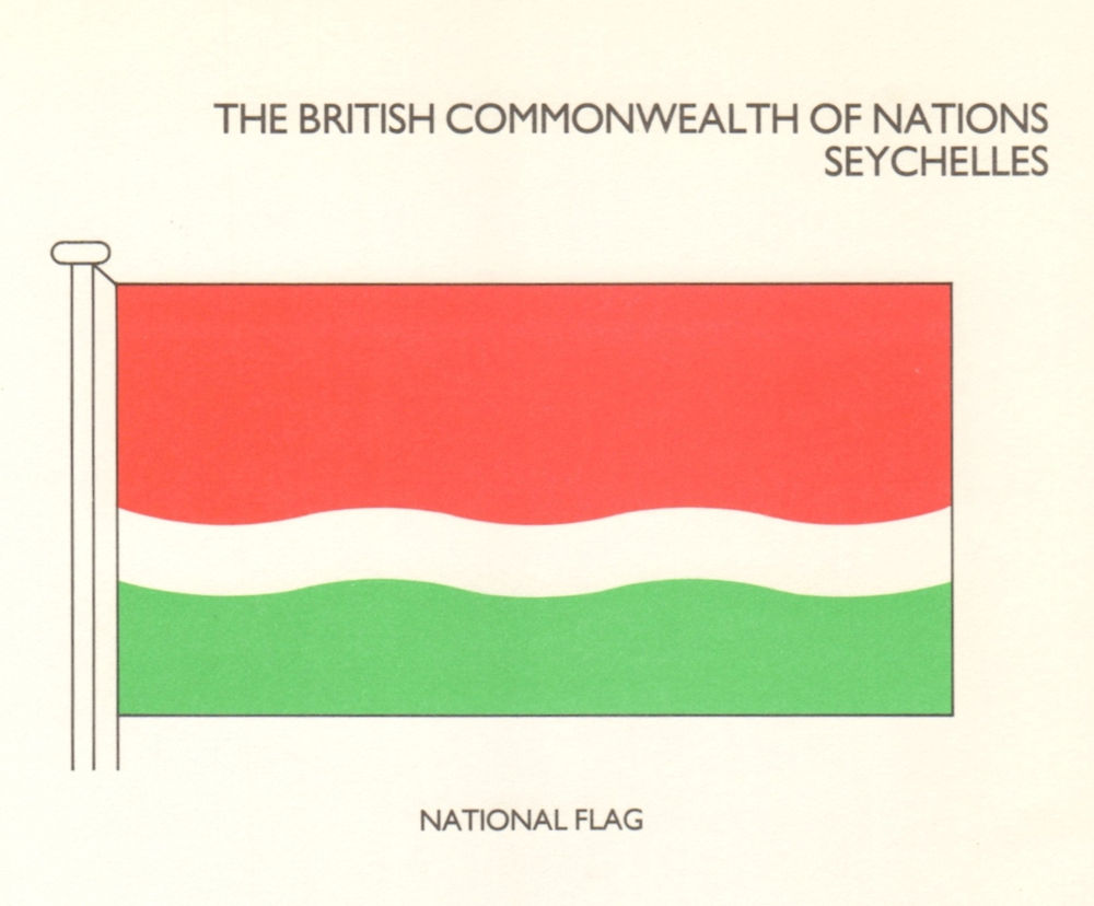 SEYCHELLES FLAGS. National Flag 1985 old vintage print picture