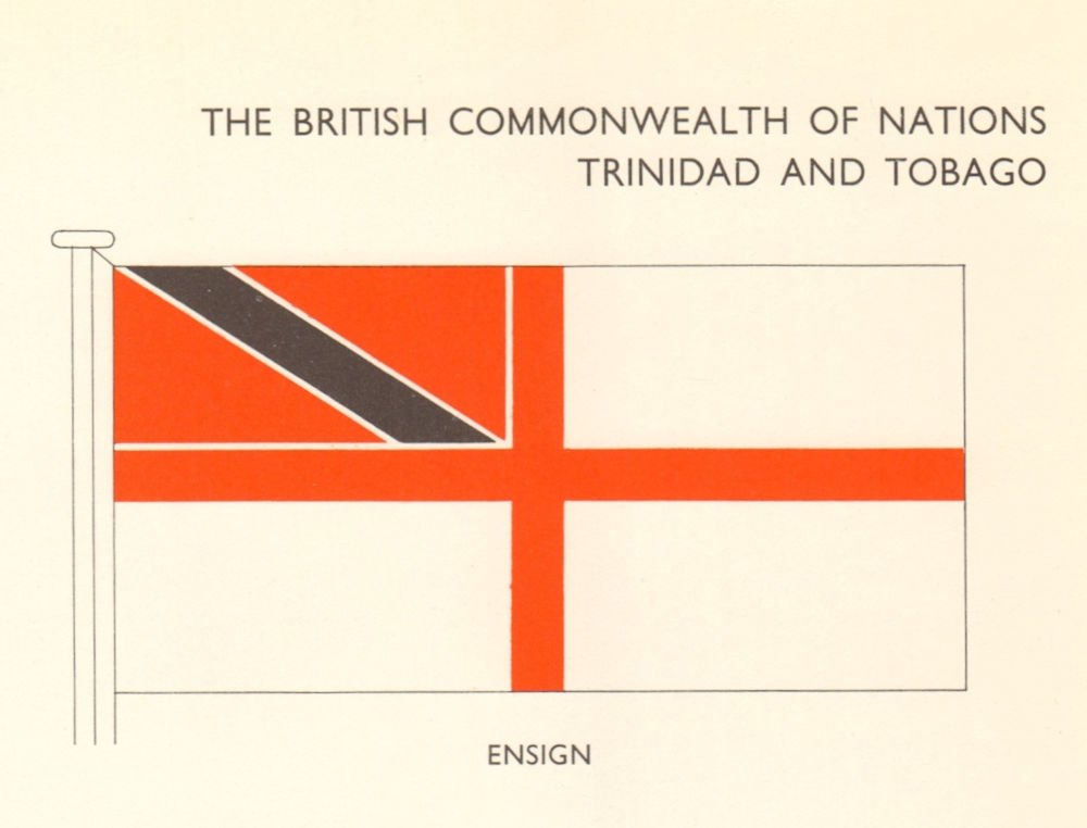 TRINIDAD AND TOBAGO FLAGS. West Indies. Ensign 1968 old vintage print picture