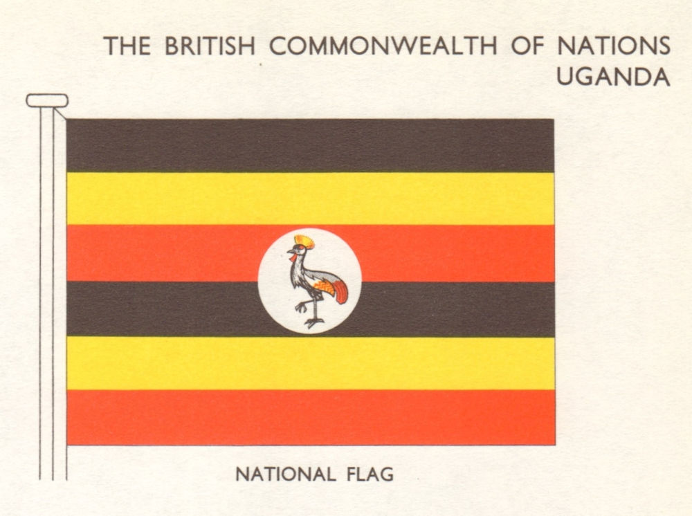 Associate Product UGANDA FLAGS. National Flag 1965 old vintage print picture
