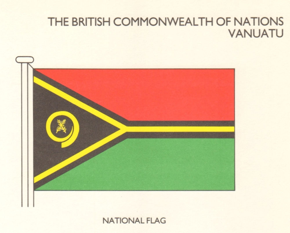 VANUATU FLAGS. National Flag 1985 old vintage print picture