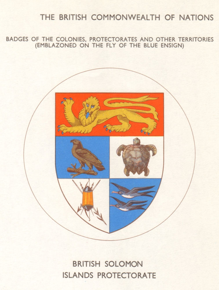 Associate Product SOLOMON ISLANDS FLAGS. Badges. British Solomon Islands Protectorate 1965 print