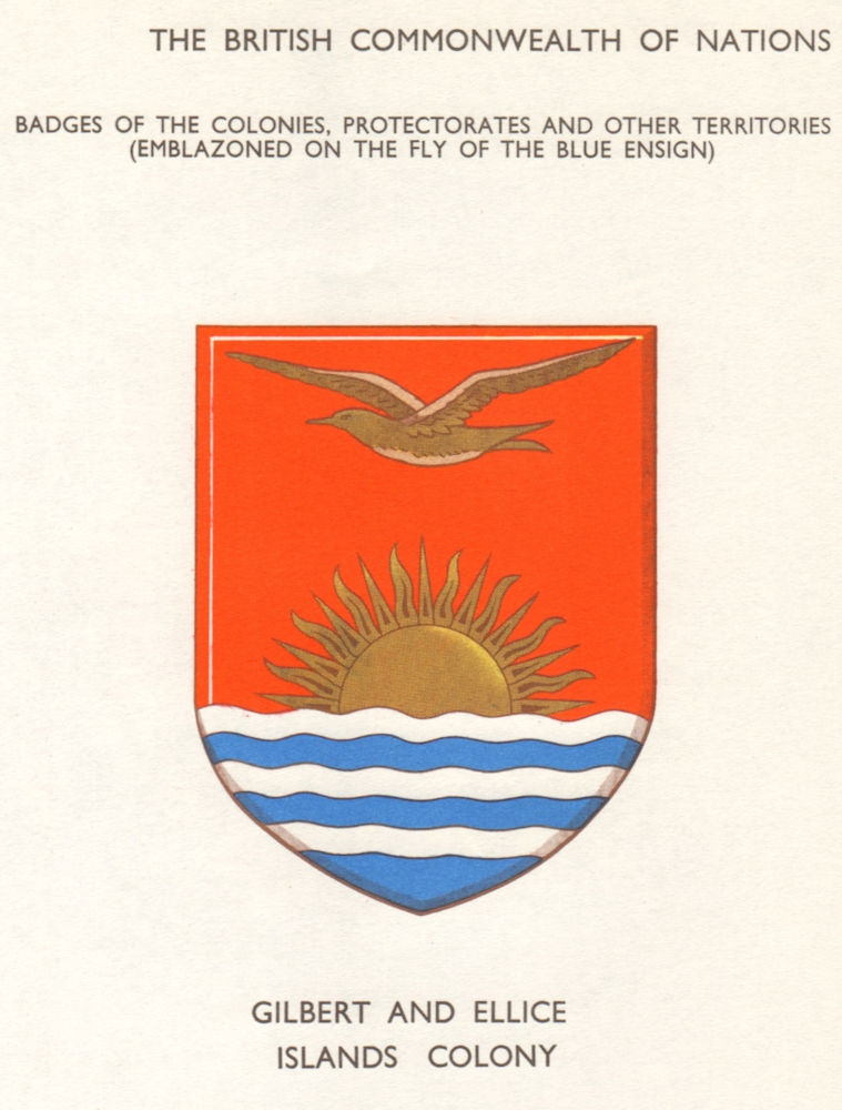 Associate Product PACIFIC ISLANDS FLAGS. Badges. Gilbert & Ellice Islands Colony 1965 old print