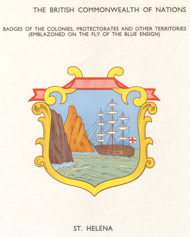 ATLANTIC ISLANDS FLAGS. Badges. St. Helena. South Atlantic 1965 old print