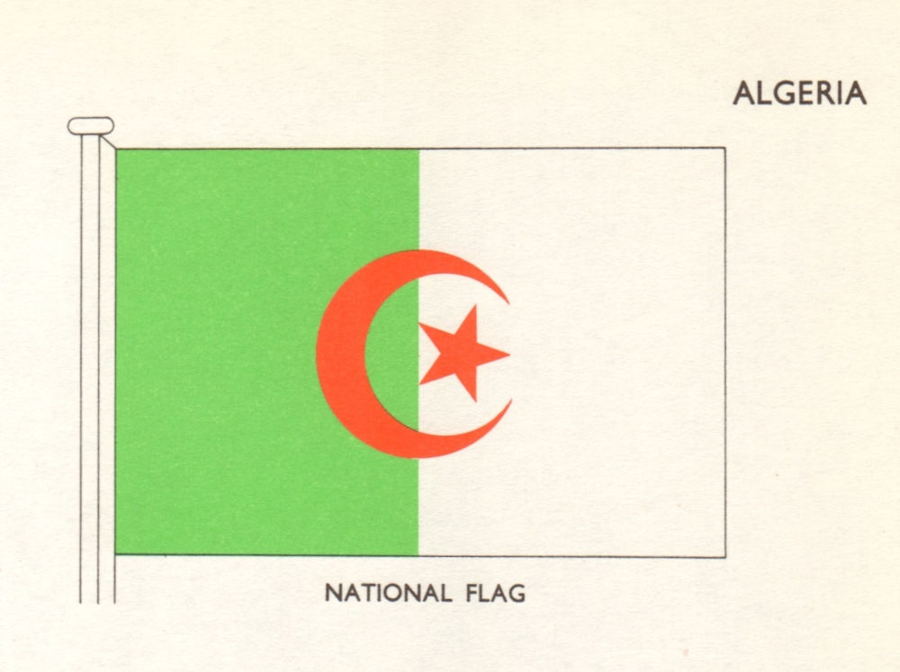 Associate Product ALGERIA FLAGS. National Flag 1965 old vintage print picture