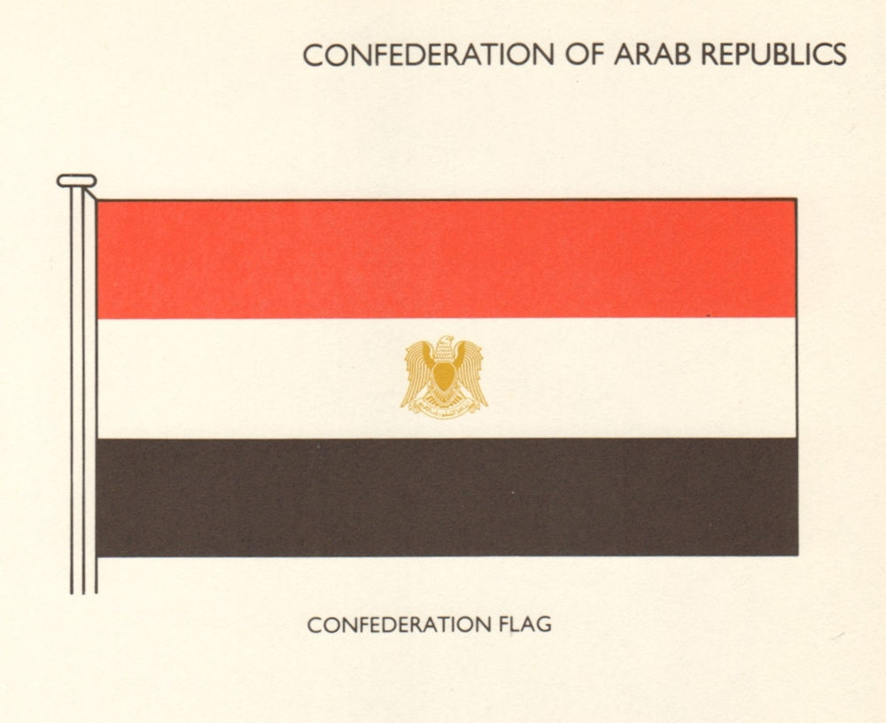 EGYPT FLAGS. Confederation of Arab Republics. Confederation Flag 1979 print