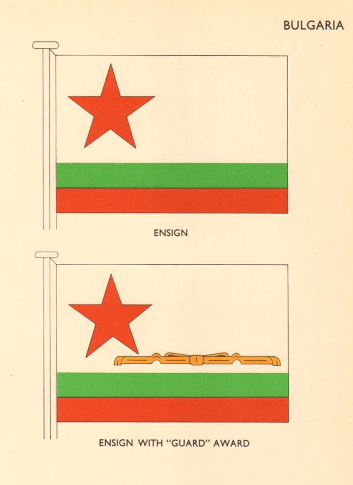 Associate Product BULGARIA FLAGS. Ensign, Ensign with "Guard" Award 1958 old vintage print
