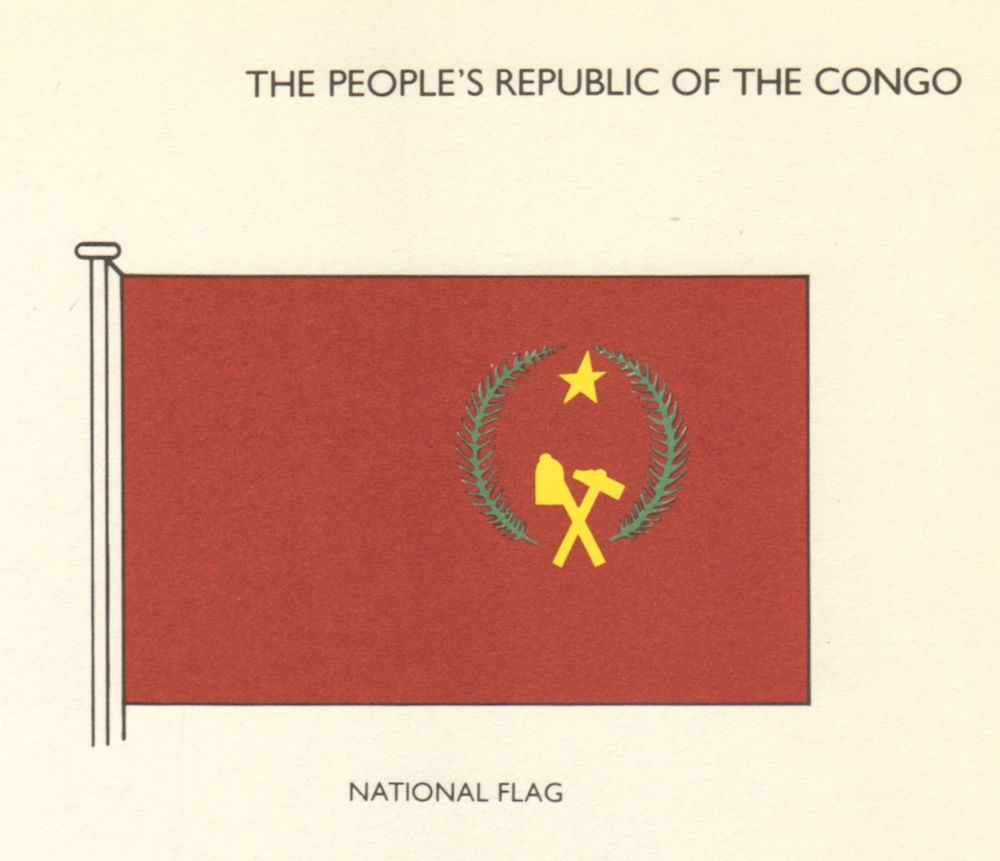 CONGO FLAGS. The People's Republic of the Congo. National Flag 1979 old print